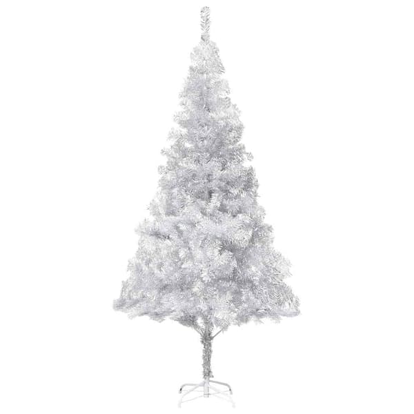 vidaXL Belyst plastgran med kulor silver 240 cm PET Silver