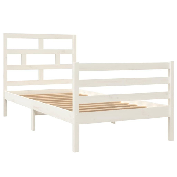 vidaXL Sängram vit massiv furu 90x200 cm enkelsäng Vit