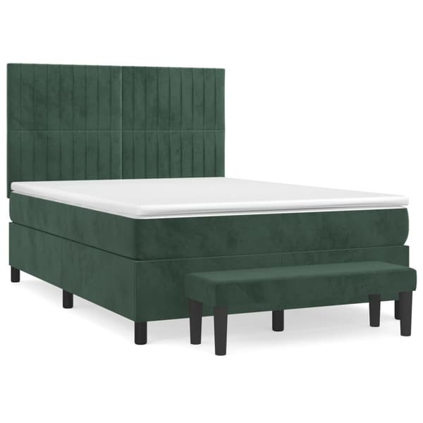 vidaXL Ramsäng med madrass mörkgrön 140x200 cm sammet Grön