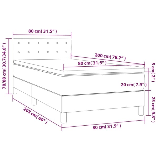 vidaXL Ramsäng med madrass mörkblå 80x200 cm sammet Blå
