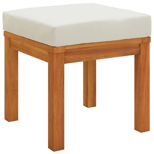 vidaXL Trädgårdspallar med dynor 2 st 40x40x42 cm massivt akaciaträ Kräm