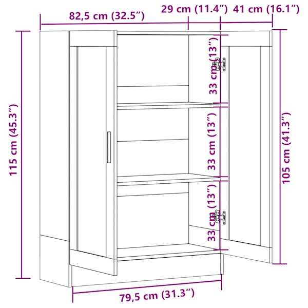 vidaXL Vitrinskåp vit 82,5x30,5x115 cm konstruerat trä Vit