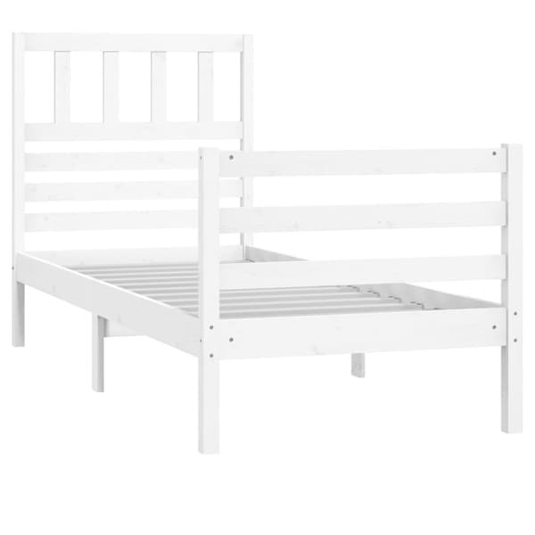 vidaXL Sängram massivt trä 75x190 cm vit Vit
