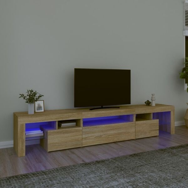 vidaXL Tv-bänk med LED-belysning sonoma ek 215x36,5x40 cm Sonoma oak