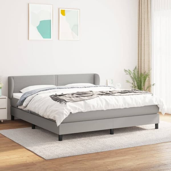 vidaXL Ramsäng med madrass ljusgrå 180x200 cm tyg Grå