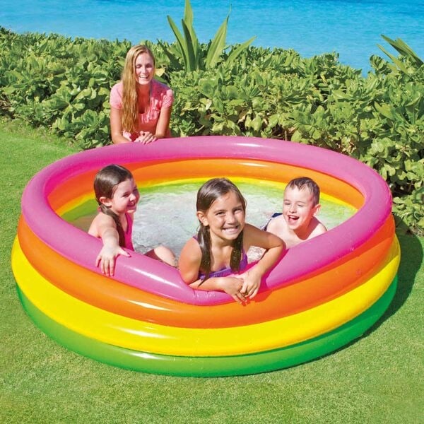 INTEX Uppblåsbar pool Sunset 4 ringar 168x46 cm Flerfärgsdesign