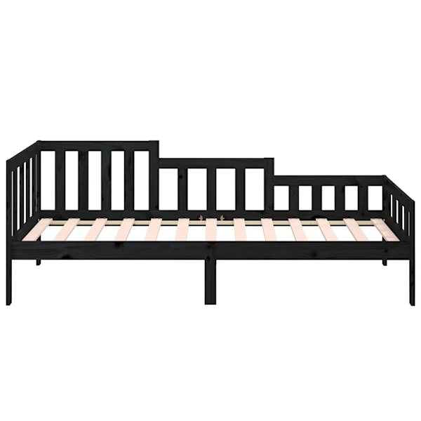 vidaXL Dagbädd svart 90x200 cm massiv furu Svart