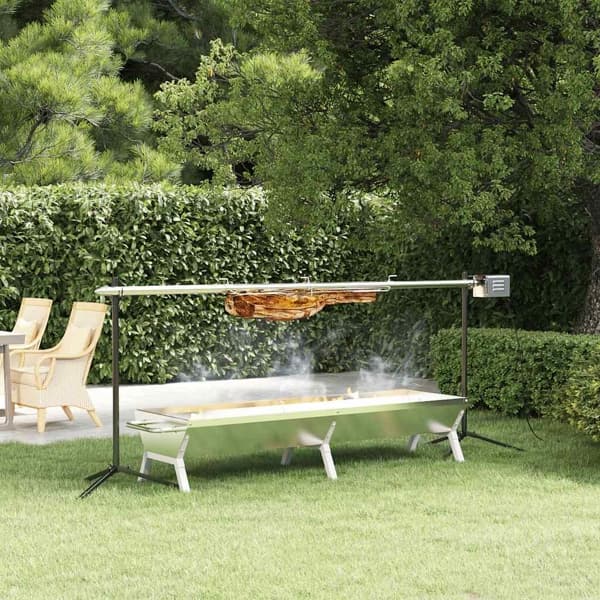 vidaXL Automatisk grill med bricka rostfritt stål Silver