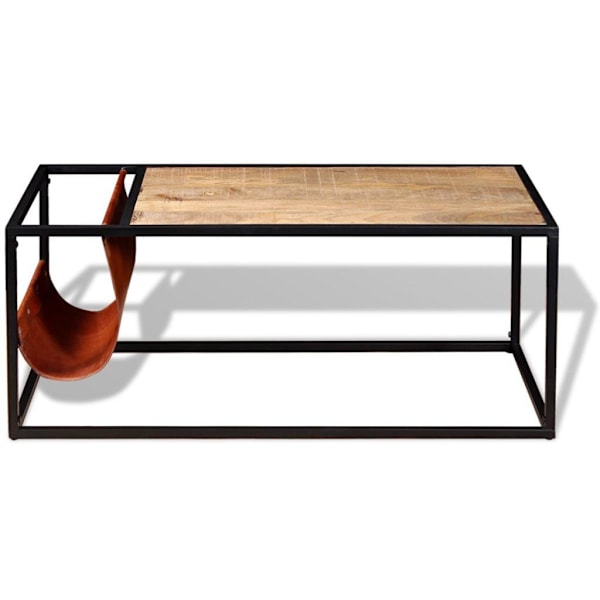 vidaXL Soffbord med tidningsställ 110x50x45 cm äkta läder multifärg