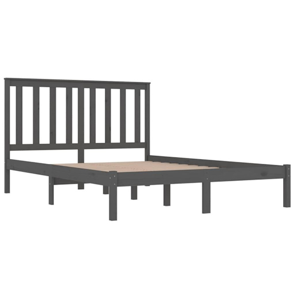 vidaXL Sängram grå massiv furu 120x200 cm Grå