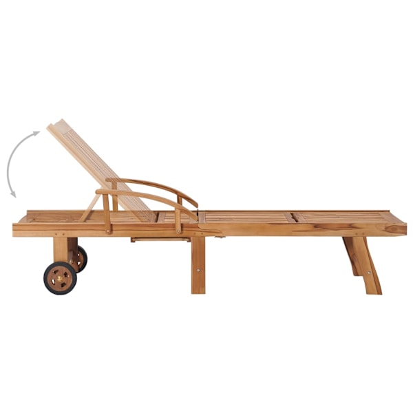 vidaXL Solsäng 2 st med beige dyna massiv teak Beige