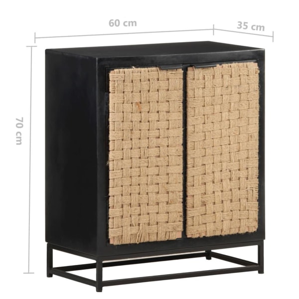 vidaXL Skänk 60x35x70 cm massivt mangoträ Svart