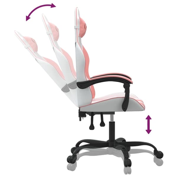 vidaXL Gamingstol vit och rosa konstläder Rosa