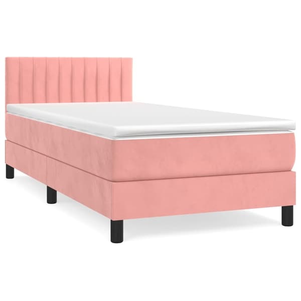 vidaXL Ramsäng med madrass rosa 90x200 cm sammet Rosa