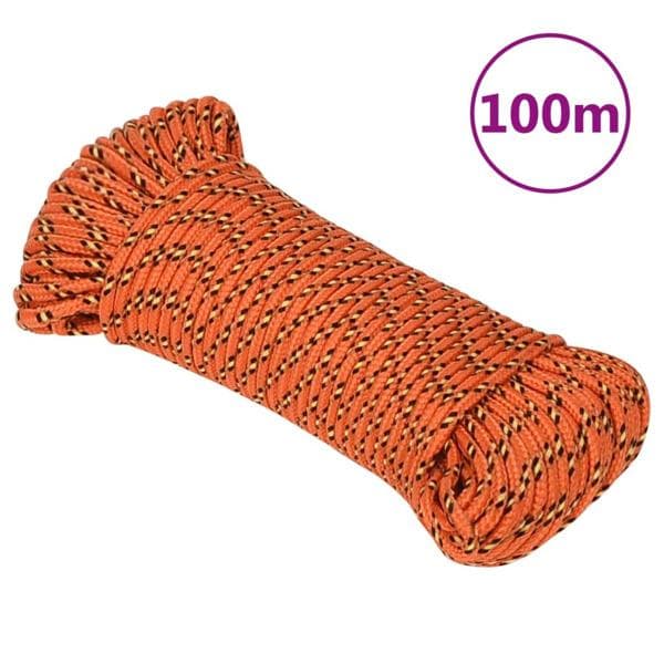 vidaXL Båtlina orange 4 mm 100 m polypropen