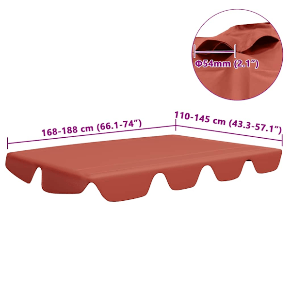 vidaXL Reservtak för hammock terrakotta 188/168x145/110cm Orange