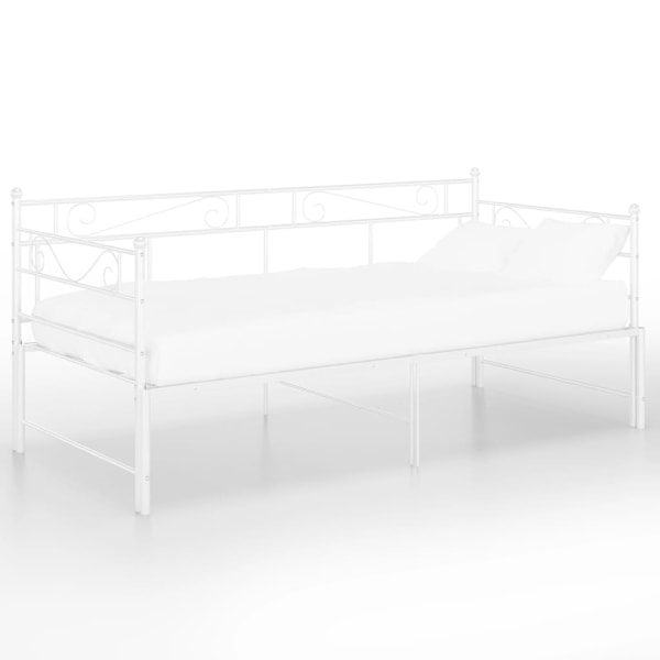 vidaXL Utdragbar sängram bäddsoffa vit metall 90x200 cm Vit