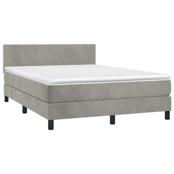 vidaXL Ramsäng med madrass ljusgrå 140x190 cm sammet Grå