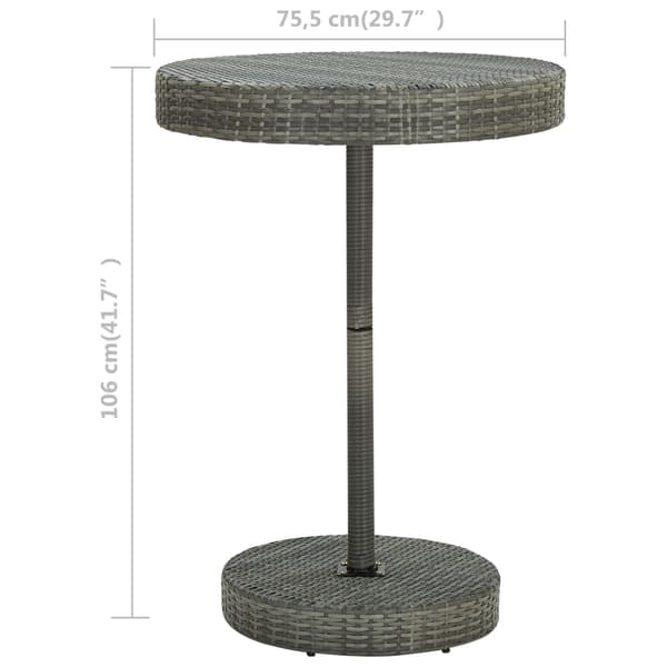 vidaXL Trädgårdsbord grå 75,5x106 cm konstrotting grå