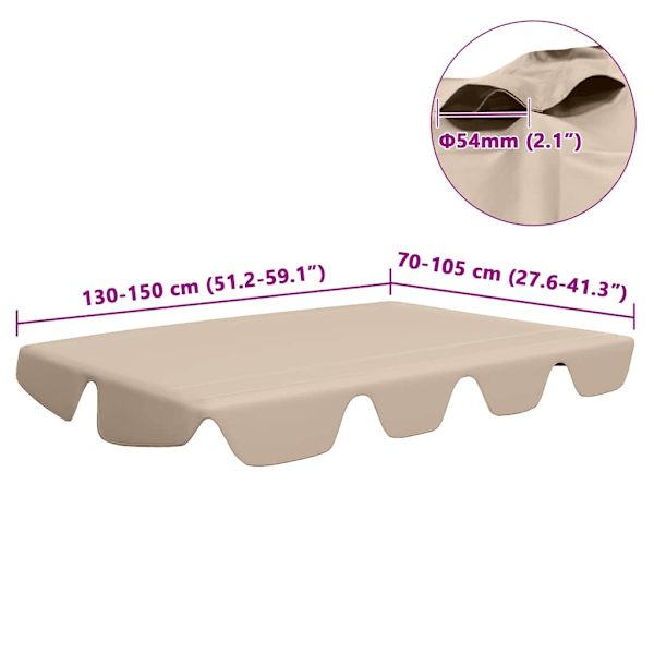 vidaXL Reservtak för hammock beige 150/130x105/70 cm Beige