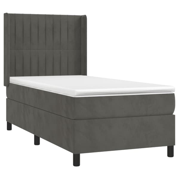 vidaXL Ramsäng med madrass mörkgrå 100x200 cm sammet Grå