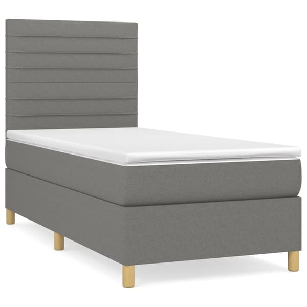 vidaXL Ramsäng med madrass mörkgrå 100x200 cm tyg Grå