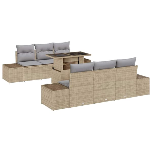 vidaXL Trädgårdsoffset 7 st Beige och Ljusgrå Beige