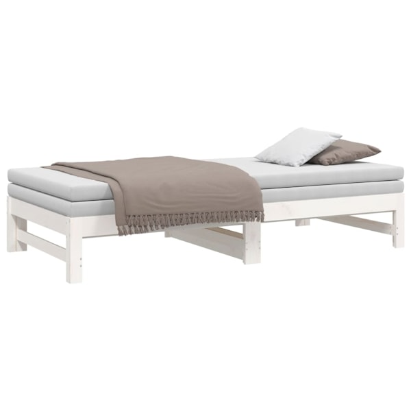 vidaXL Utdragbar dagbädd vit 2x(75x190) cm massiv furu Vit