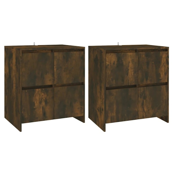 vidaXL Skänkar 2 st rökfärgad ek 70x41x75 cm konstruerat trä Brun