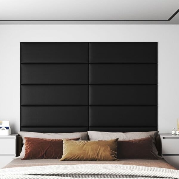 vidaXL Väggpaneler 12 st svart 90x30 cm konstläder 3,24 m² Svart