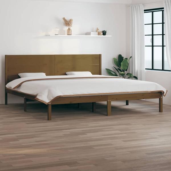 vidaXL Sängram honungsbrun massiv furu 200x200 cm Brun