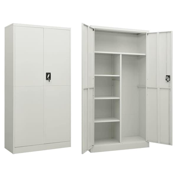 vidaXL Förvaringsskåp ljusgrå 90x40x180 cm stål grå