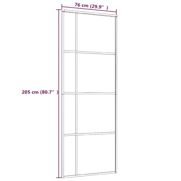 vidaXL Skjutdörr ESG-glas och aluminium 76x205 cm vit Vit