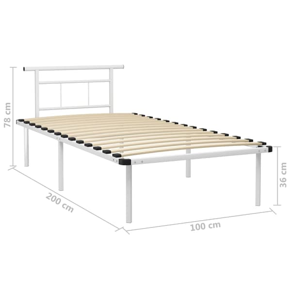 vidaXL Sängram vit metall 100x200 cm Vit