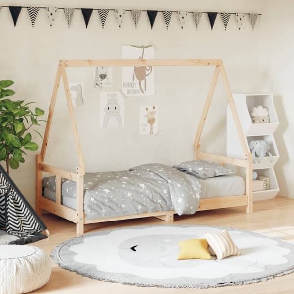 vidaXL Sängram för barnsäng 80x160 cm massiv furu Brun