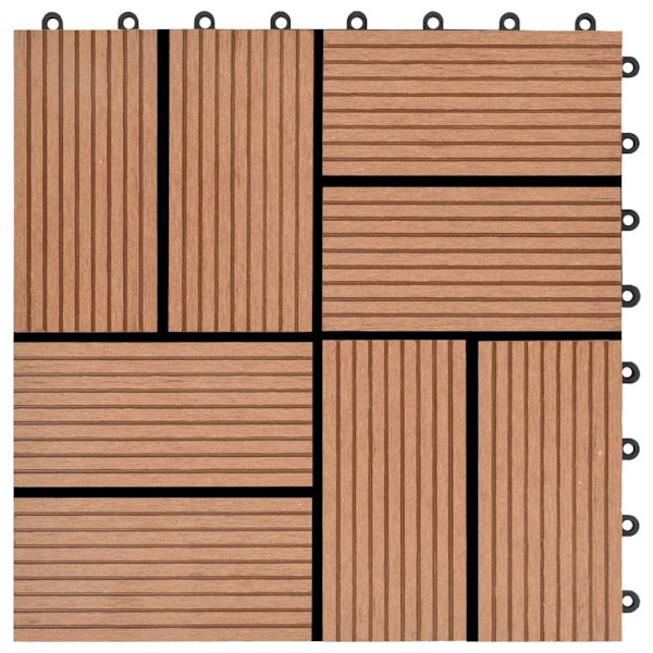 vidaXL Trall 22 st 30x30 cm 2 kvm WPC brun Brun