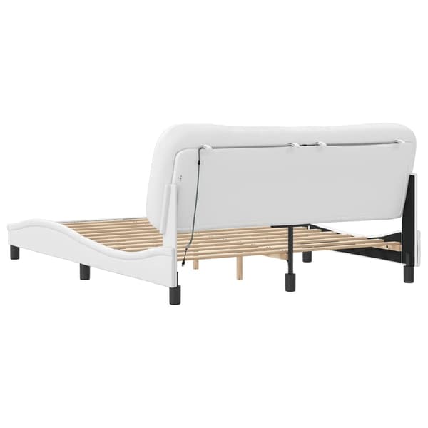 vidaXL Sängram med LED-belysning vit 160x200 cm konstläder Vit
