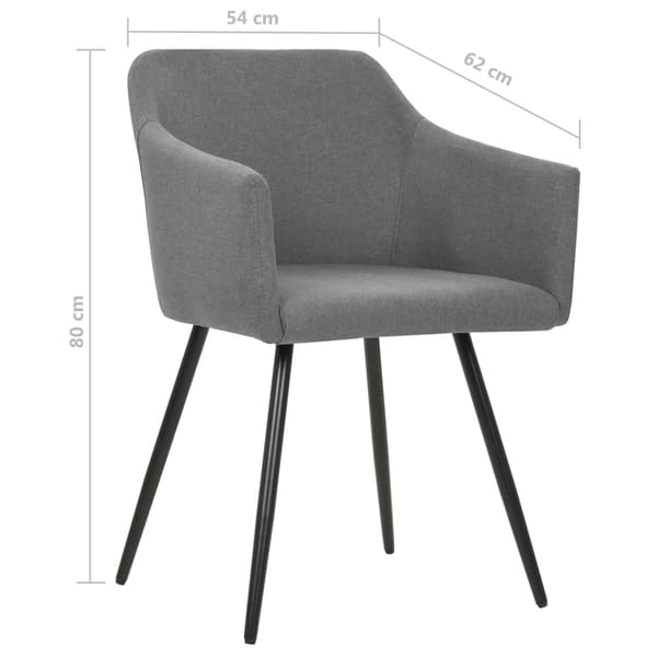 vidaXL Matstolar 2 st ljusgrå tyg grå