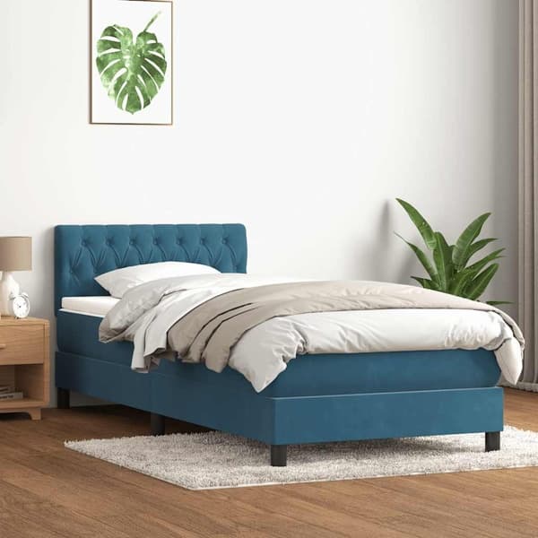 vidaXL Ramsäng med madrass mörkblå 80x210 cm sammet Blå