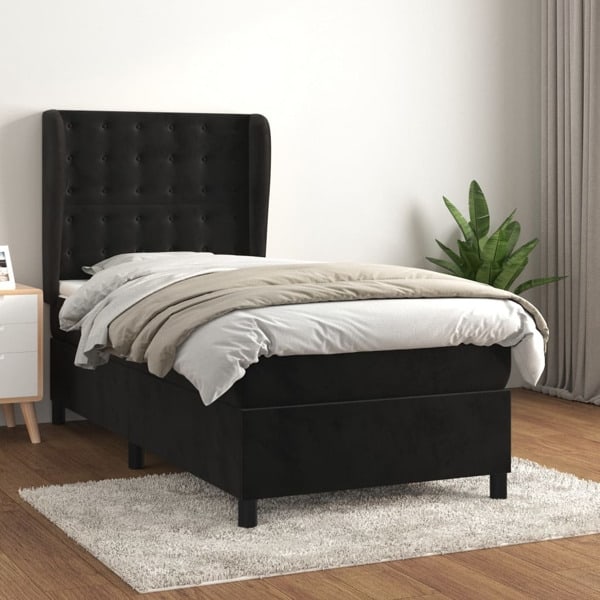 vidaXL Ramsäng med madrass svart 80x200 cm sammet Svart