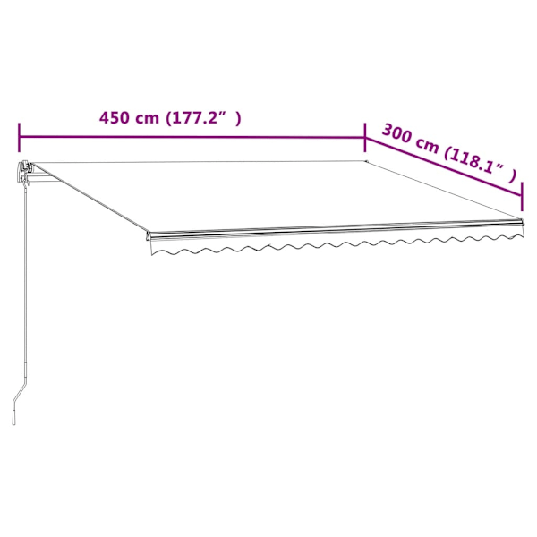 vidaXL Markis automatiskt infällbar 450x300 cm gul och vit Gul