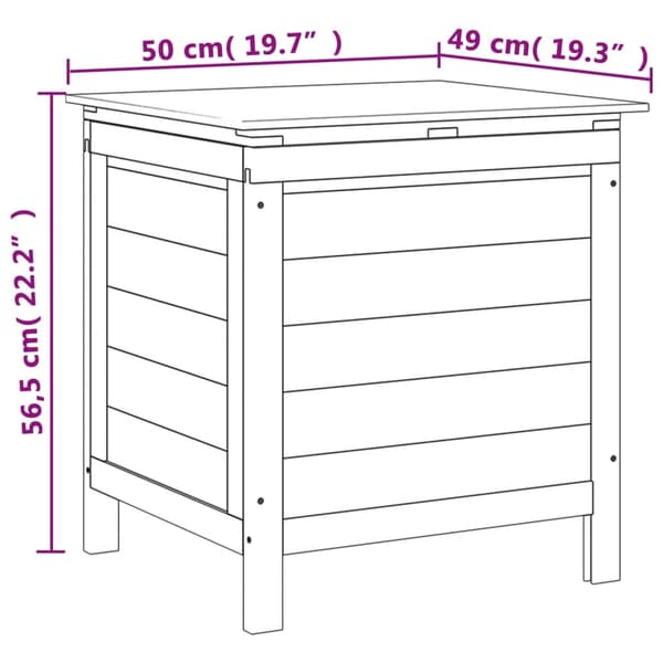 vidaXL Dynbox vit 50x49x56,5 cm massivt granträ Vit