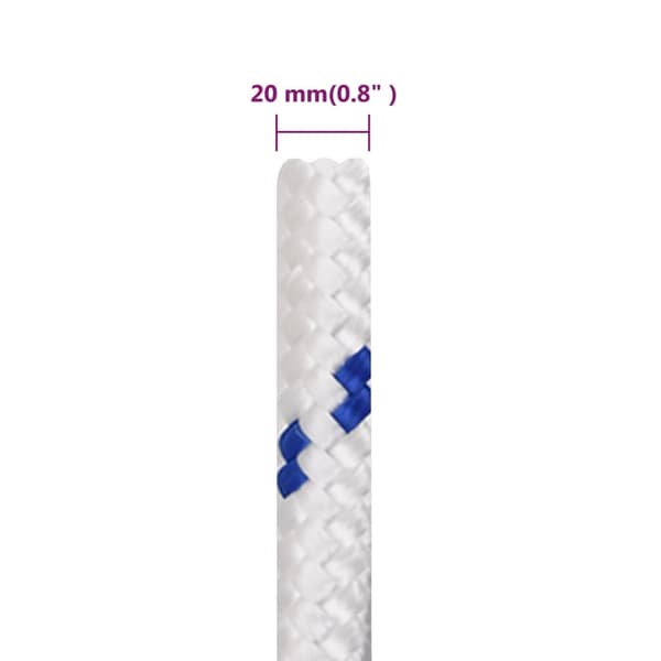 vidaXL Båtlina vit 20 mm 50 m polypropylen Vit