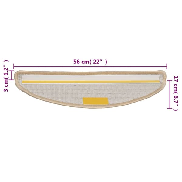 vidaXL 15 st Trappstegsmattor gräddvit 56x20 cm Creme