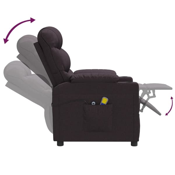 vidaXL Elektrisk massagefåtölj mörkbrun tyg Brun