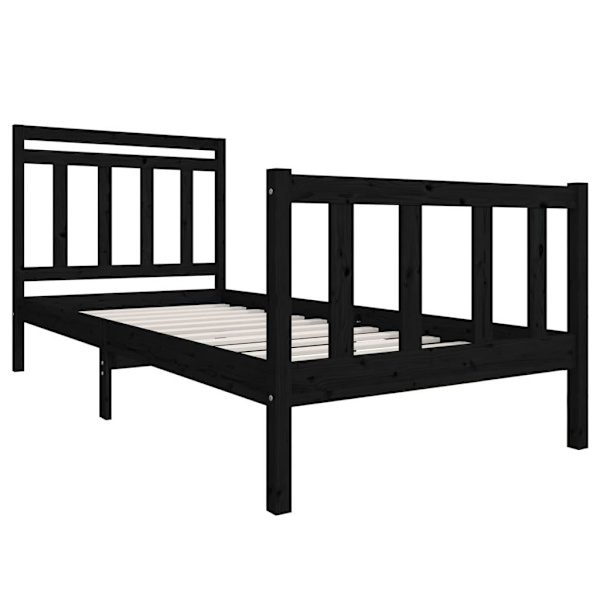 vidaXL Sängram svart massivt trä 90x200 cm Svart