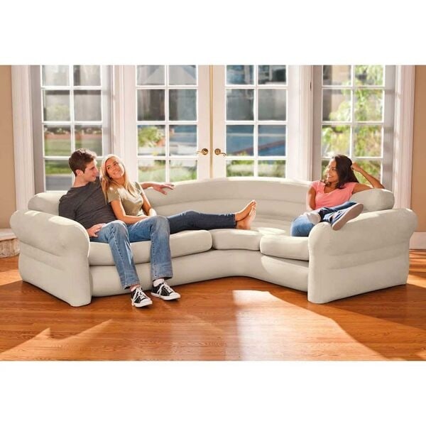 INTEX Uppblåsbar hörnsoffa 257x203x76 cm 68575NP Beige
