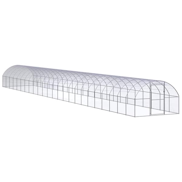 vidaXL Hönsbur för utomhusbruk 3x24x2 m galvaniserat stål Silver