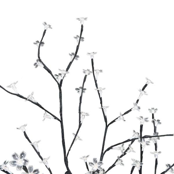 vidaXL Plastgran 128 LEDs körsbärsblommor varmvitt ljus 120 cm Svart