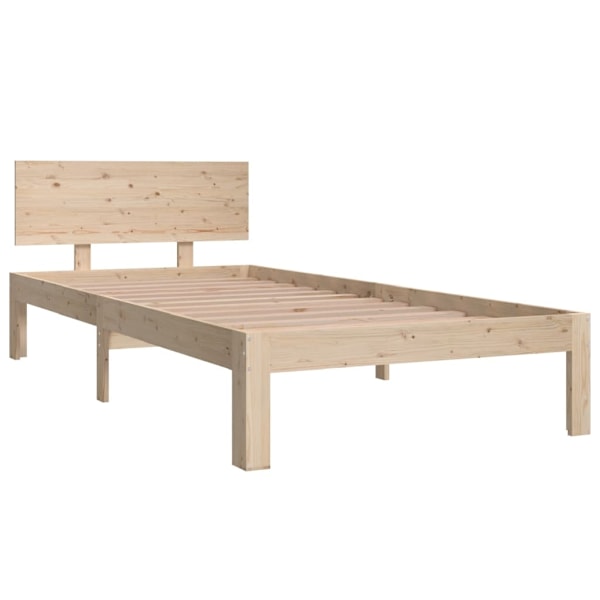vidaXL Sängram massiv furu 90x200 cm Brun